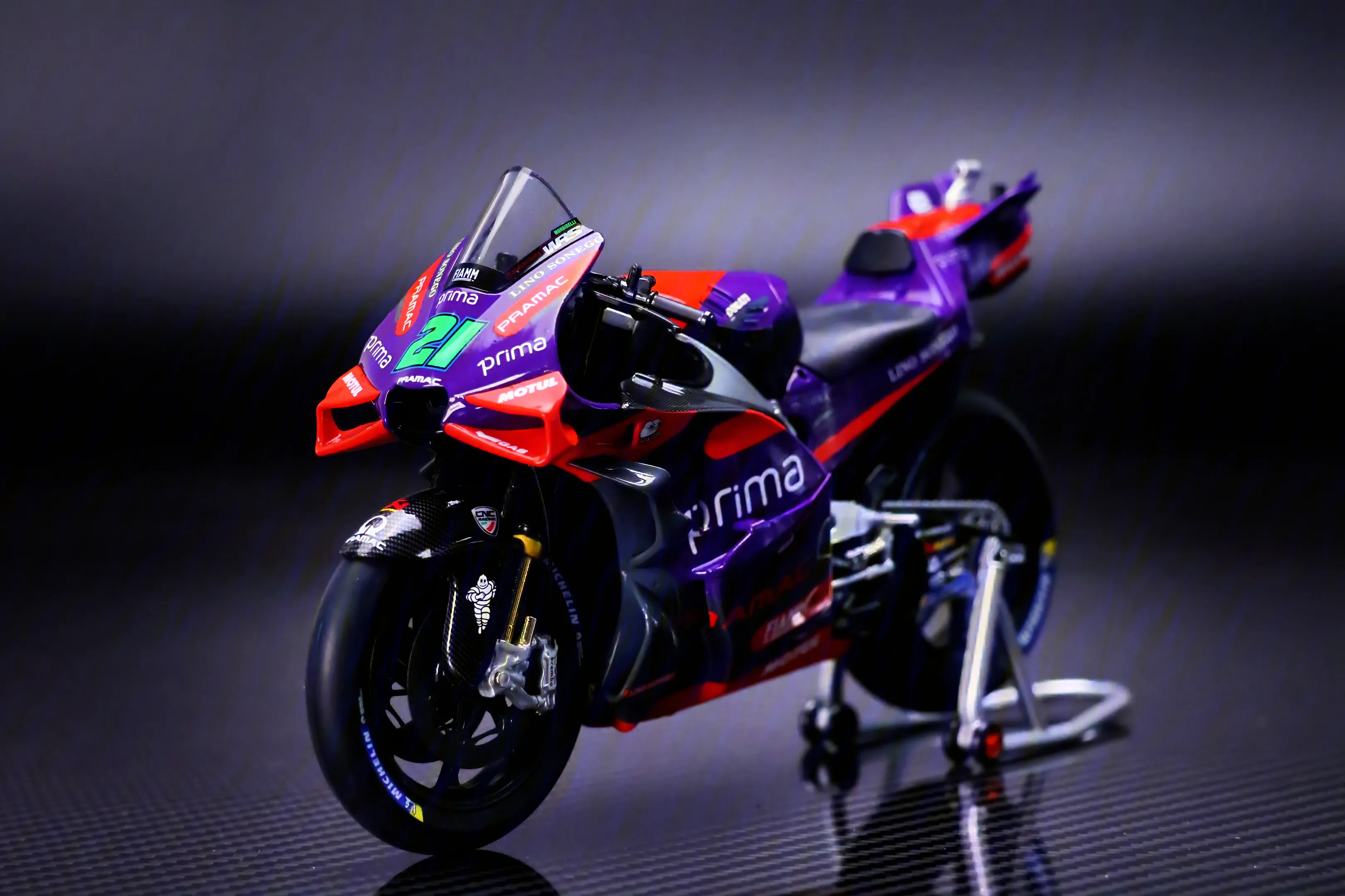 #21 - 2024 Prima Pramac Racing MotoGP Motorcycle Model - Franco Morbidelli Collector's Edition